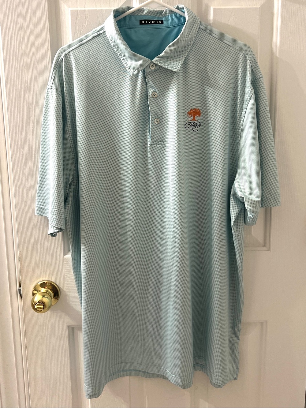 Divots Men’s Light Blue Performance Golf Kiawah PGA Polo Shirt XL